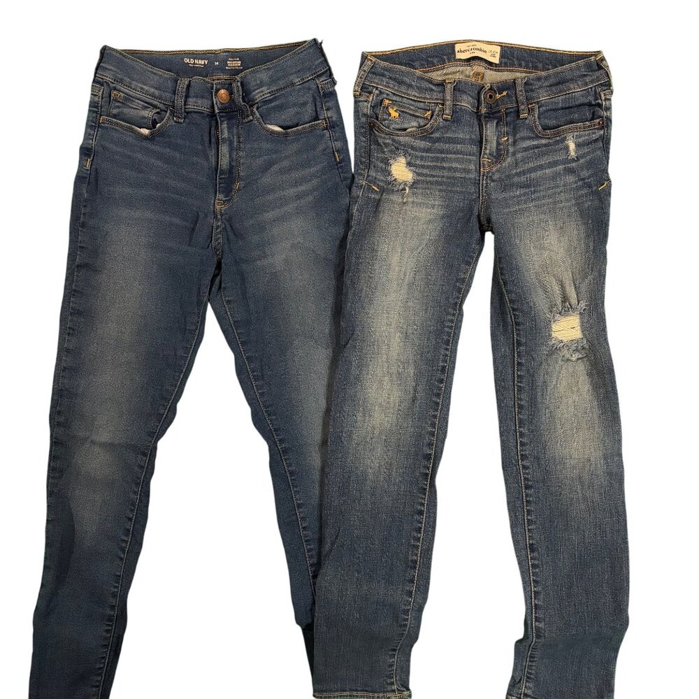 Old Navy High-Rise Rockstar Jeggings & Abercrombie Kids Slim Fit Jeans Size 14 B